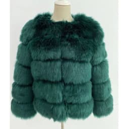 2025 Winter Women's Faux Fur Coar Plaid Solid Long Hair Artificial Fur Jacket For Female Comfortable Lady Faux Fox Fur Jacket