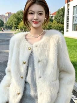 Winter Sweet Faux Fur Coat Women Vintage Long Sleeve O Neck Warm Elegant Jacket Casual Single Breasted Female Pockets Outwear