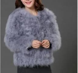 Harppihop 13 colors fashion sexy Ostrich wool turkey fur women coat feather short plus size jacket winter festival long sleeve