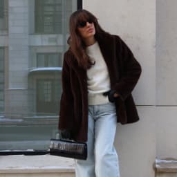 Women's Dark Brown Fluffy Faux Fur Coat Lapel Collar Single Breasted Oversized Winter Warm Jacket Elegant Luxe Chic Streetwear