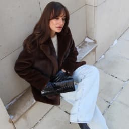 Women's Dark Brown Fluffy Faux Fur Coat Lapel Collar Single Breasted Oversized Winter Warm Jacket Elegant Luxe Chic Streetwear