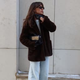 Women's Dark Brown Fluffy Faux Fur Coat Lapel Collar Single Breasted Oversized Winter Warm Jacket Elegant Luxe Chic Streetwear