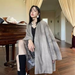 Lautaro Winter Luxury Elegant Thick Warm Soft Brown Bat Sleeved Faux Mink Fur Coat Women with V Neck Stylish Chic Fluffy Jacket