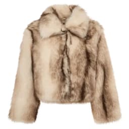 Women Lapel Gradient Faux Fur Cropped Jacket, Loose Long Sleeve Short Coat, Luxury Casual Winter Outerwear Ladies Open Front Fur