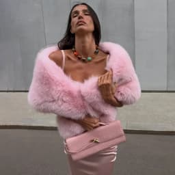 Talenza Pink Faux Fur Shawl Fashion Autumn Warm Streetwear Fuzzy Patchwork Faux Fur Shawl Elegant Casual Women's Cape Outwear