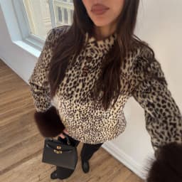 Women Faux Fur Coats Leopard Print Fur Jackets Cotton Linen Stand Collar Long Sleeves Single Breasted Slim Casual 2026 Winter