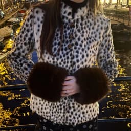 Women Faux Fur Coats Leopard Print Fur Jackets Cotton Linen Stand Collar Long Sleeves Single Breasted Slim Casual 2026 Winter