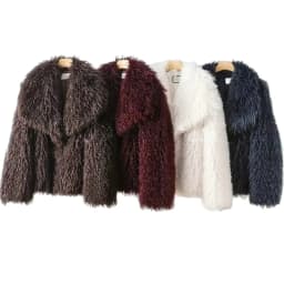 Faux Mongolia Sheep Fur Coats Women Solid Short Jackets Turn Down Collar Open Stitch Thick Straight Casual 2026 Autumn Winter