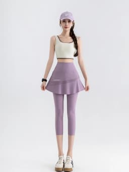 High Waist Yoga Pants Women's Thin Sporty Bottom Skirt Two-Piece Suit Gold Wing Summer Autumn Elastic Leggings