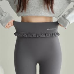 Fashion Womens Elastic Ruffle Waist Sharkskin Pants Autumn Winter Fleece Thick Warm Leggings Woman Solid Slim Butt Lift Leggings