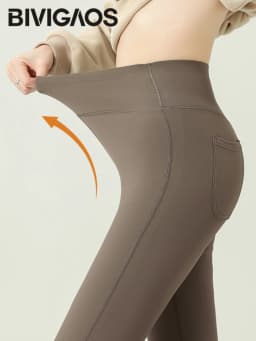 BIVIGAOS 2024 Autumn New Back Pocket Sharkskin Pants Leggings Women High Waist Sports Yoga Running Casual Leggings