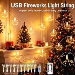 USB Firework Light String LED Garland Fairy Light Burst Star String Lights DIY Flower Decor Light for Christmas Wedding Party