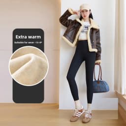 Women's Elastic Slim High Waist Leggings Autumn Winter Thick Fleece Lined Sharkskin Pants Woman Tummy Control Butt Lift Leggings