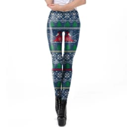 Nadanbao Santa Claus Snowman Print Leggings Women Red Green Plaid Christmas Pants Sexy Slim Elastic Trousers Xmas Party Bottoms