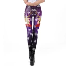Nadanbao Santa Claus Snowman Print Leggings Women Red Green Plaid Christmas Pants Sexy Slim Elastic Trousers Xmas Party Bottoms