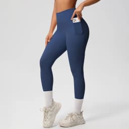 High Waist Women's Leggings Stretch Yoga Pants Tights With Pockets Push Up Fitness Running Sportswear Solid Color Pants