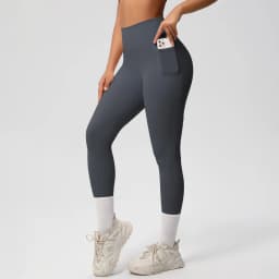 High Waist Women's Leggings Stretch Yoga Pants Tights With Pockets Push Up Fitness Running Sportswear Solid Color Pants