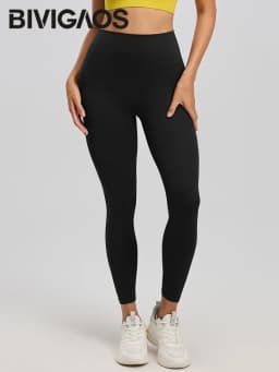 BIVIGAOS Spring Summer New Nylon Naked Feeling Yoga Pants Women High Waist Elastic Seamless Back Pocket Sports Fitness Leggings