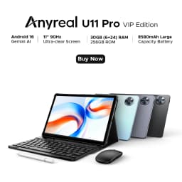 Anyreal U11 Pro VIP Edition Tablet PC, WiFi Version, Android 16, 11 Inch HD IPS 90Hz Display, 30GB RAM(6+24) +256GB ROM, Unisoc T7200 Octa Core, 8580mAh Battery, 13MP+5MP, Dual Speakers, 3.5mm Jack, Face Unlock, Widevine L1, FM & Navigation