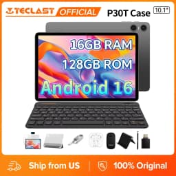 Teclast P30T Case Set Tablet 8 Cores Unisoc T610 Android 16 Tablets 10.1" Dispaly 16GB RAM 128GB ROM Lightweight 6000mAh Battery Tablets TDDI Full Lamination