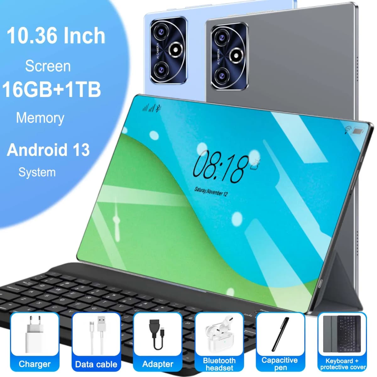 Practical Daily Use Tablet 16GB RAM 1TB ROM 10 Core Android 13 12000mAh Battery 16MP+32MP Camera 5G WiFi For Reading E‑books And Watching Short Videos