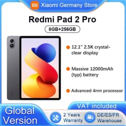 Global Version Xiaomi Redmi Pad 2 Pro Wifi 12.1' 2.5K Crystal-Clear Display 120Hz Refresh Rate 12000mAh Battery Advanced 4nm Processor Snapdragon® 7s Gen 4 Mobile Platform Powered by Xiaomi HyperOS Dolby Vision
