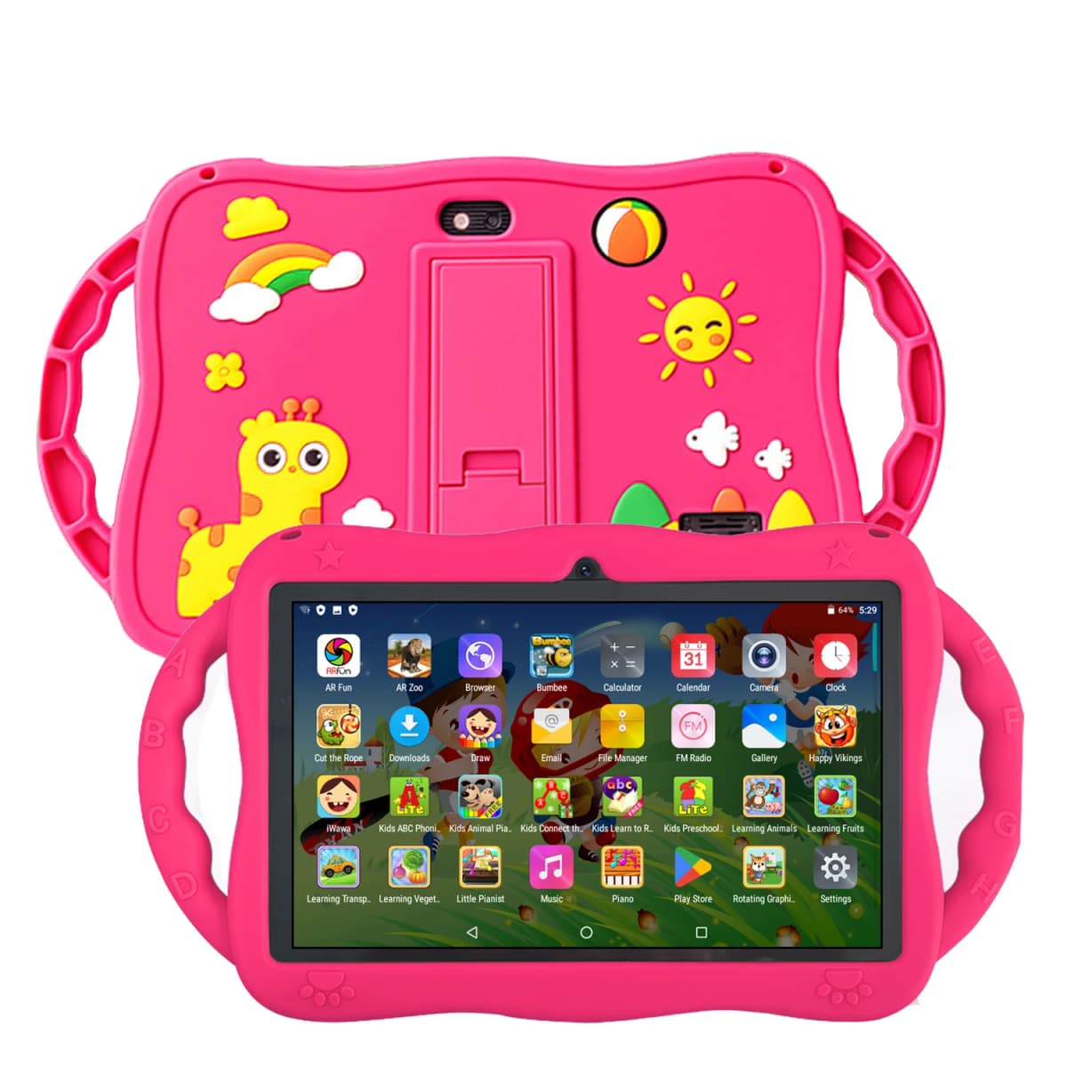 7.0 Inch WiFi Kids Tablet with Cartoon Pattern 64GB ROM Android 13 Google Certified Learning Education Games
