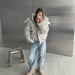 Casual Women's Puffy Hooded Cotton Coat Loose Long Sleeve Pockets Zipper Padded Coats 2026 Winter Lady Drawstring Warm Jackets