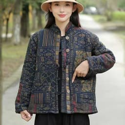 Hot Autumn Winter Arts Style Women Long Sleeve Vintage Short Coat Patchwork Cotton M-5XL Linen Single Breasted Thicken Jackets