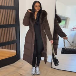 Women Long Puffer Coat Faux Fur Hood Drawstring Waist Zip Up Button Thick Warm Maxi Padded Jacket 2026 Winter Chic Casual Outfit