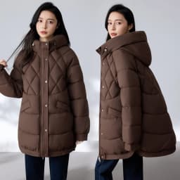 Women Down Cotton Jacket Winter Parka Coat New Mid Length Korean Loose Thick Winter Hooded Cotton Padded Jacket Female Outerwear