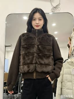 Women Winter Knitted Splicing Imitation Mink Cotton Padded Jacket 2026 New Warm Small Fragrance Jacket Female Parkas Outerwear