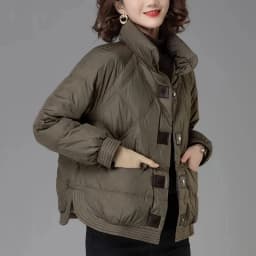 Ladies Down Cotton Jacket 2025 Middle Aged Mother Elegant Lady Outerwear Fashion Long Sleeves Loose Women's Winter Parka Coat