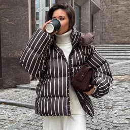 Casual Stripe Women's Padded Jacket Fashion Hooded Zipper Warm Thicken Lady Coats 2025 Autumn Winter Female Street Outwear New
