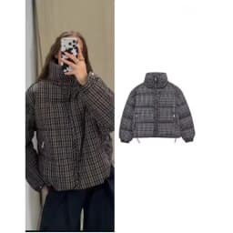 Casual Plaid Cotton Jacket For Woman Long Sleeves Loose Zipper Coats With Pocket Casual Street Versatile Winter New Warm Jacket