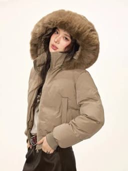 Winter Warm Hooded Parkas Women Korean Faux Fur Patchwork Puffer Jackets Y2K Loose Streetwear Fluffy Crop Outerwears