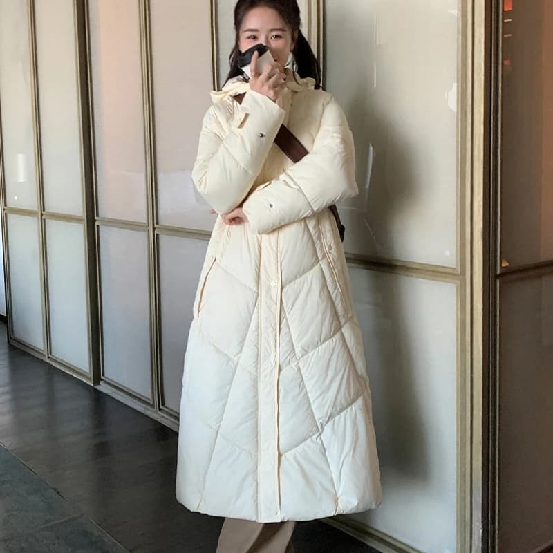 2026 Fashion Down Cotton-padded Jacket Women's Winter X-long Parkas Thicken Warm Top Hooded Coat Loose A-line Quilted Outerwear