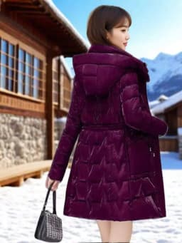 Winter New Style Women's Thickened Long Cotton Jacket Korean Version Slim Fit Washless Bright Surface down Cotton Coat Warm