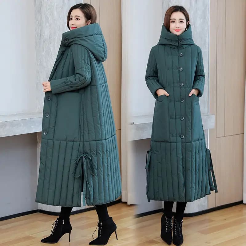 Winter 2026 New Korean Loose Women Jacket Down cotton Long Hooded Coat Thicken Parkas Female Loose Windproof Warm Overcoat