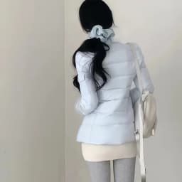 Sweet Light Blue Waist-cinching Padded Jacket Women Autumn Winter Faux Fur Collar Slim Puffer Jackets Woman Warm Thick Parkas
