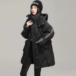 Winter Down Cotton Jacket Mid length Women's New Design sense Spliced Warm Thicken Parka Coat Female Loose Hooded Casual Jackets