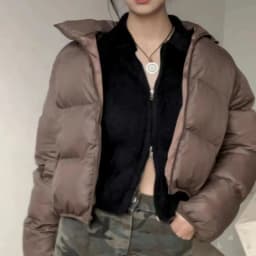 American Streetwear Stand Collar Cropped Parkas Women Thicken Warm Long Sleeve Down Cotton Jackets Woman Winter Puff Bread Coats