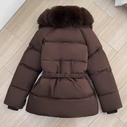 Luxury Faux Fur Turn Down Collar Parkas Women Waistband Thicken Warm Down Cotton Coats Woman Fashion Long Sleeve Puff Overcoat