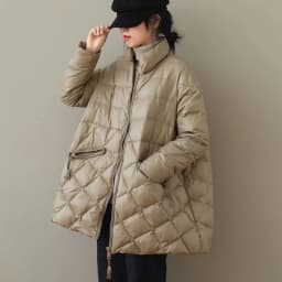 Women's Autumn Winter Top Coat Cotton Coat Diamond Pattern Color Block Thickened Fleece Lining Simple Comfortable Casual Skinny