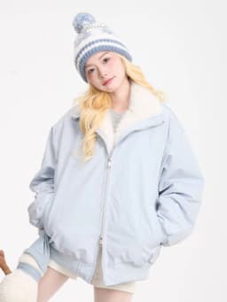 Cute Faux Lamb Parkas Women Loose Stand Collar Thick Warm Winter Sweet Cotton Coat Retro Loose Long Sleeve Pockets Kawaii Jacket