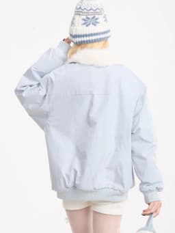 Cute Faux Lamb Parkas Women Loose Stand Collar Thick Warm Winter Sweet Cotton Coat Retro Loose Long Sleeve Pockets Kawaii Jacket