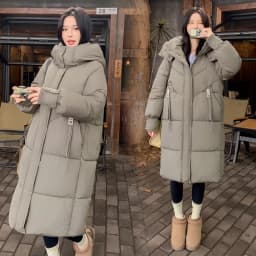 Cotton Coat Jacket Parkas Women Hooded Puffer Padded Jackets Mid Length Zipper Thick Warm Windproof Outerwear Overcoat Winter