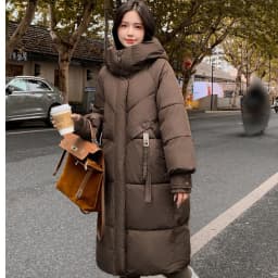Cotton Coat Jacket Parkas Women Hooded Puffer Padded Jackets Mid Length Zipper Thick Warm Windproof Outerwear Overcoat Winter