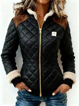 Parkas Women Slim Fit Coats Stand Collar Zipper Jackets Full Sleeve Thick Warm Y2k Streetwear Elegant Work Argyle Autumn Winter