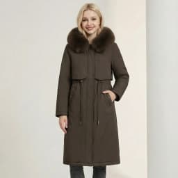 Women Reversible 2 Sides Wear Long Parkas Female Faux Fur Collar Hooded Coat With Drawstring Waist Winter Thick Outerwear Pike